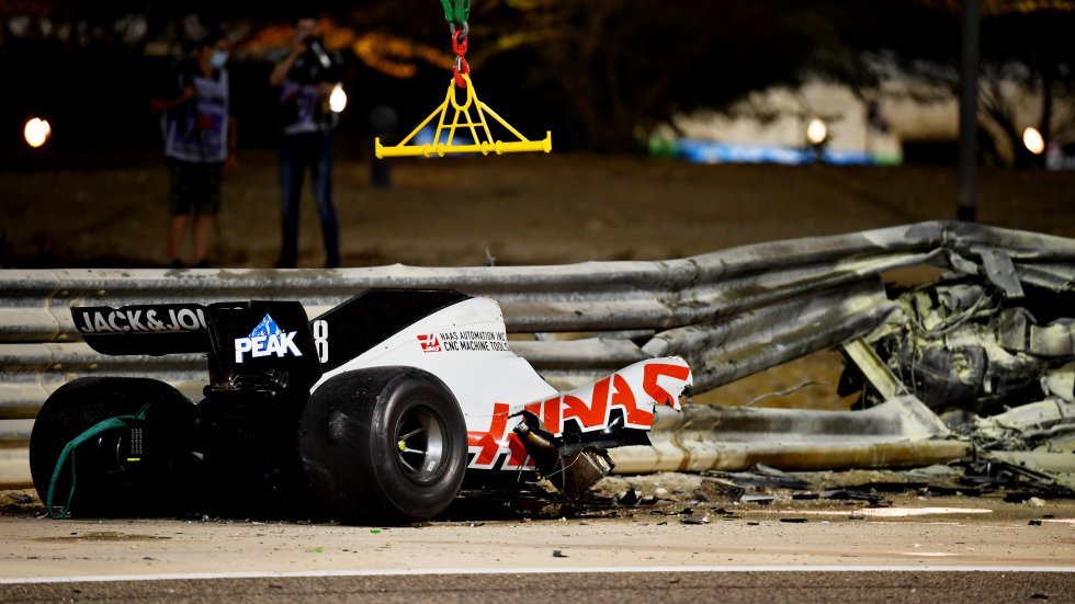 Así ha quedado el coche de Grosjean tras el accidente Así ha quedado el coche de Grosjean tras el accidente