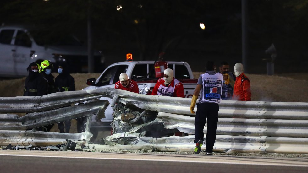 Así ha quedado el coche de Grosjean tras el accidente Así ha quedado el coche de Grosjean tras el accidente