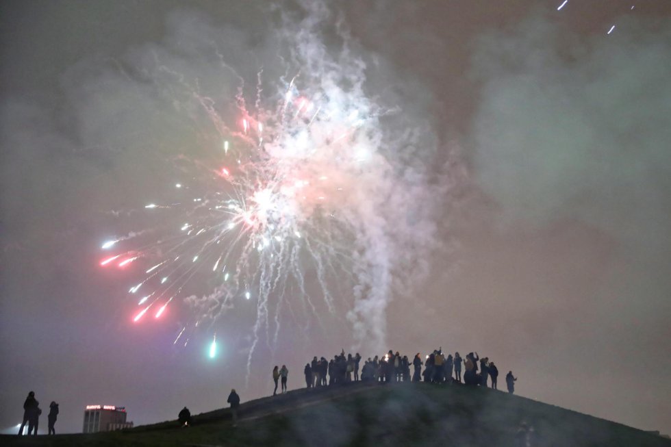 Fuegos artificiales en Varsovia (Polonia). Fuegos artificiales en Varsovia (Polonia).