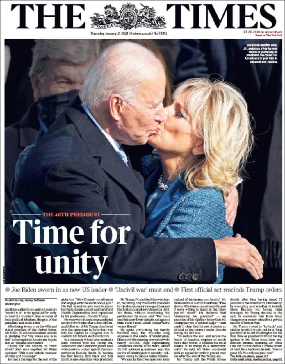 'Tiempo para la unidad', titula el diario británico 'The Times' 'Tiempo para la unidad', titula el diario británico 'The Times'