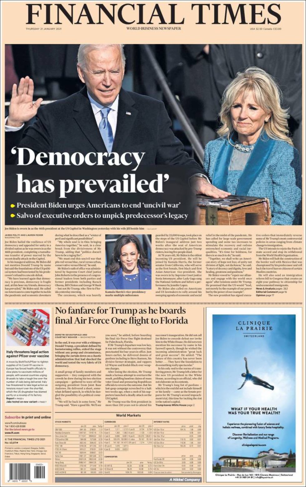 "La democracia ha prevalecido", dice el periódico económico 'Financial Times' "La democracia ha prevalecido", dice el periódico económico 'Financial Times'