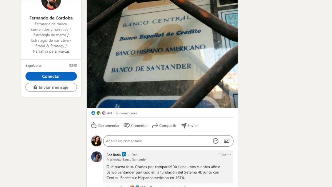 Cuando Ana Botín te escribe en LinkedIn y tu perfil se llena de notificaciones