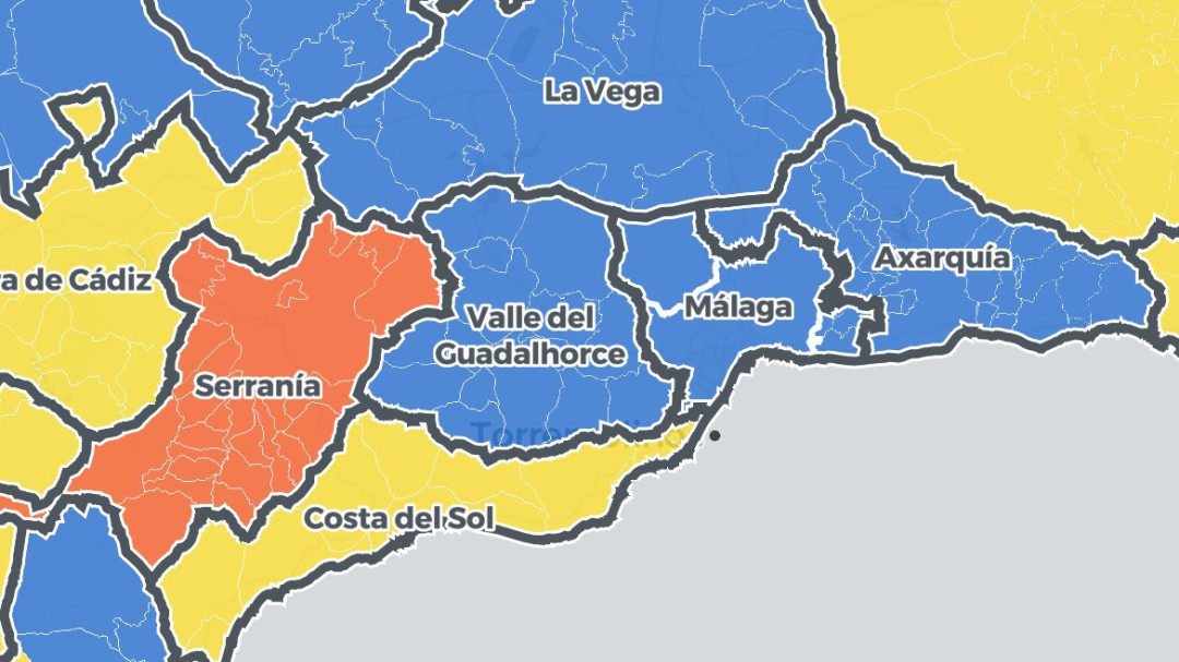 Málaga pasa a nivel 2 salvo en los distritos Costa del Sol y la Serranía de Ronda