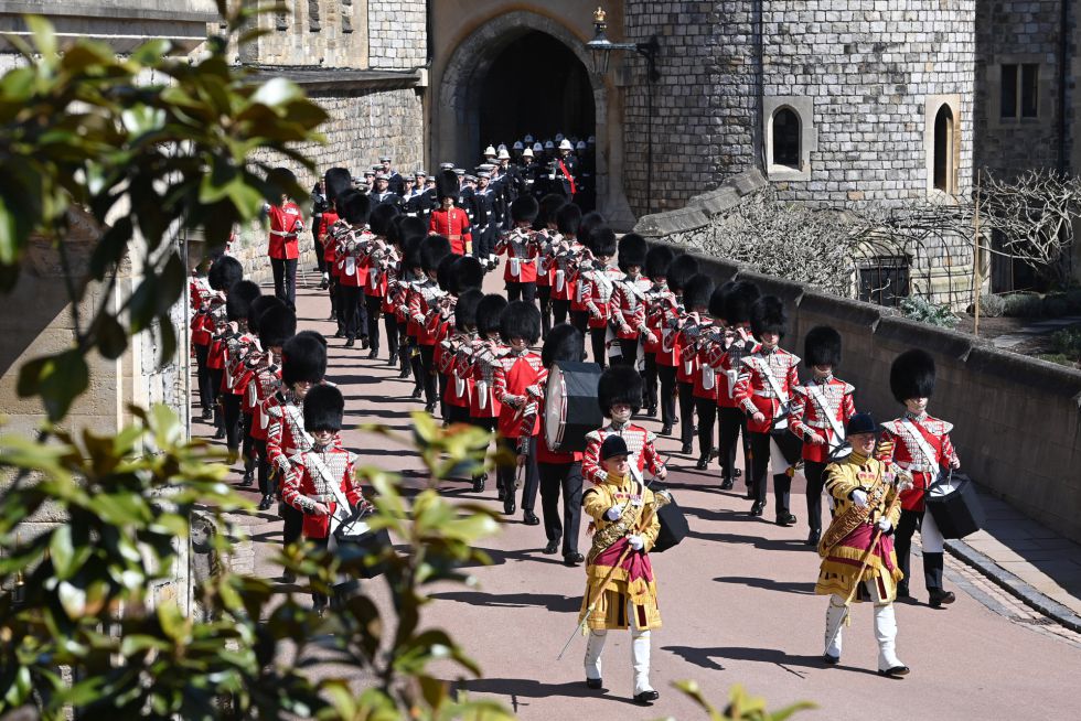 La Banda de la Guardia de los Granaderos encabezan el funeral de Felipe de Edimburgo. La Banda de la Guardia de los Granaderos encabezan el funeral de Felipe de Edimburgo.