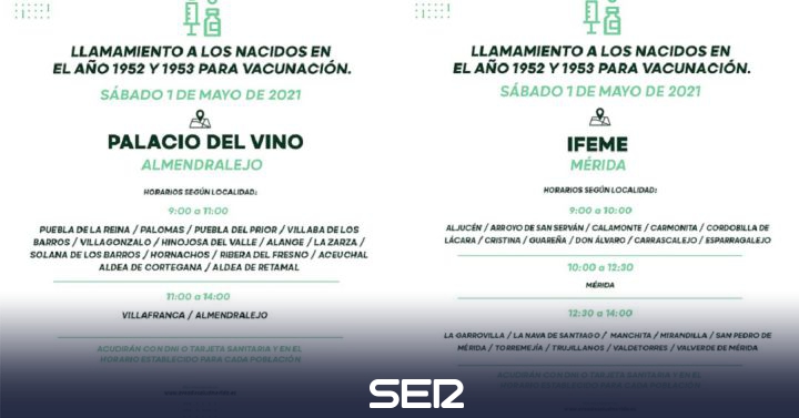 Covid-19 vaccination for those born in 1952 and 1953 |  BE Mérida