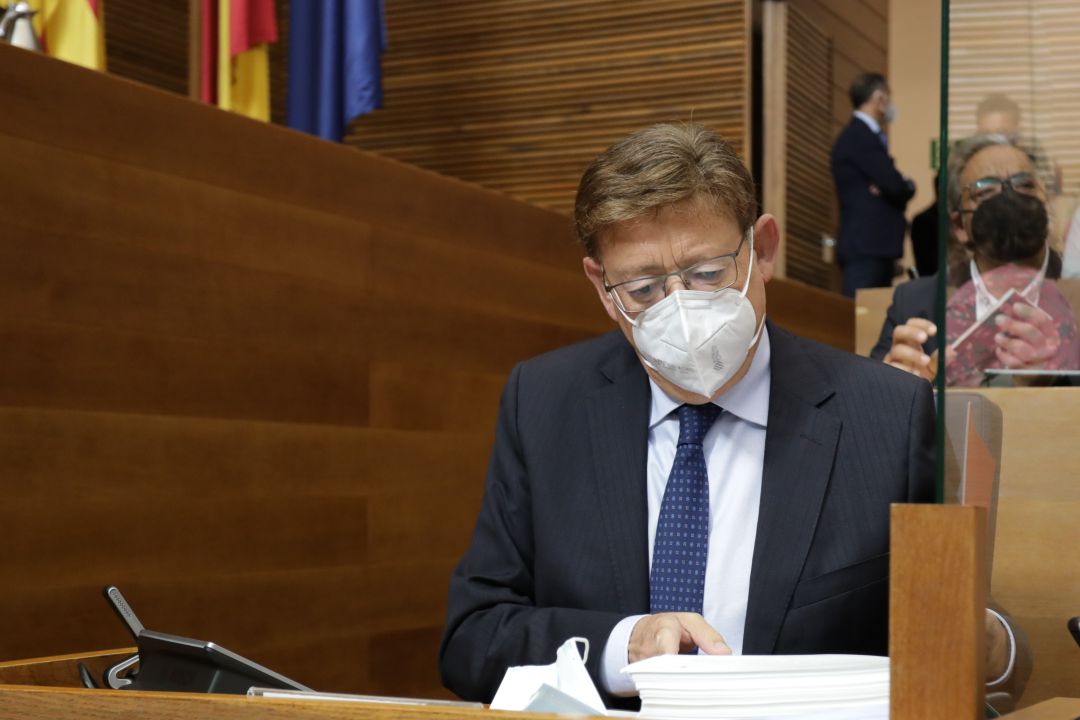 El president de la Generalitat Valenciana, Ximo Puig, en un momento del Debate de Política General que se celebra este lunes en les Corts Valencianes