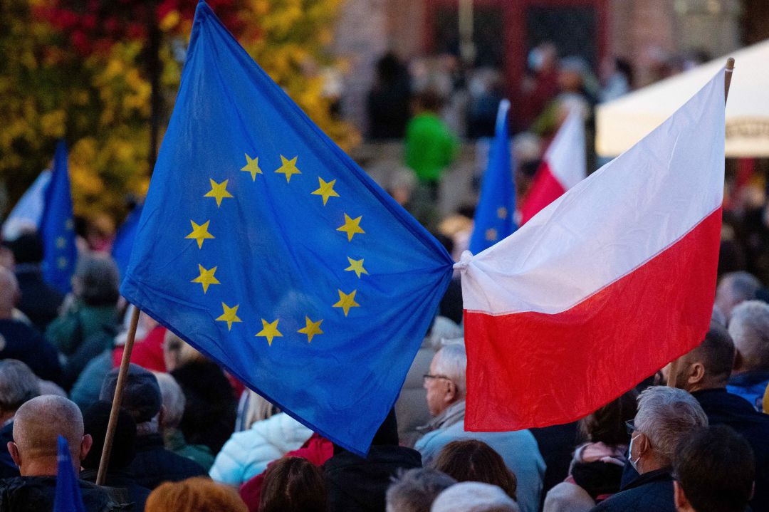 Imagen de la manifestación a favor de la Unión Europea en Gdansk, Polonia