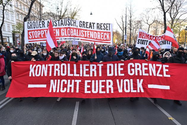 Demonstration against the new 'anticovid' restrictions imposed in Austria.