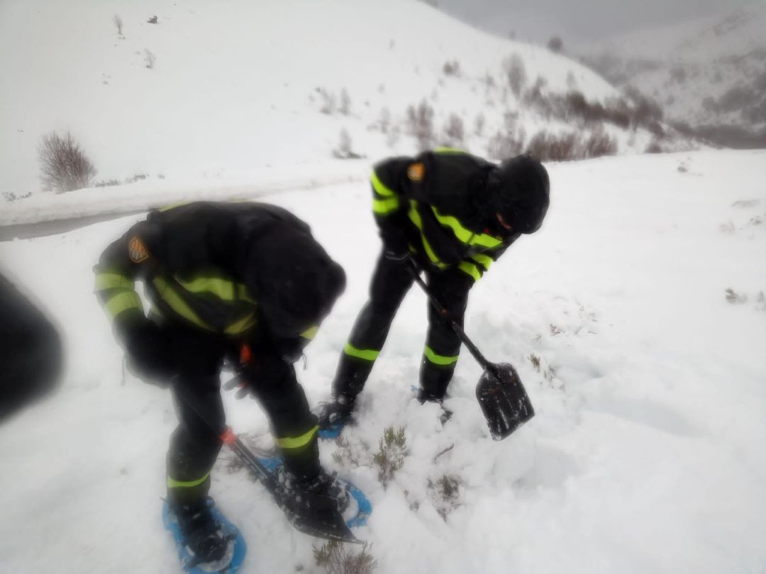 Efectivos de la UME realizando trabajos de instrucción en la nieve 