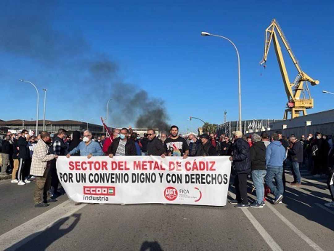 Manifestación de los trabajadores del metal de Cádiz