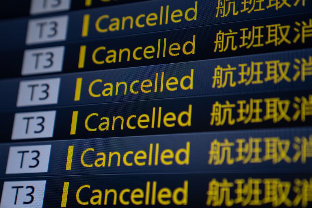 Vuelos cancelados en el aeropuerto de Haneda (Tokio).  