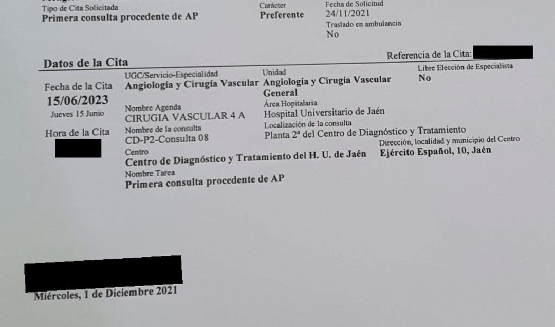 Las citas con el especialista médico en Jaén se alargan tanto que empiezan a ser inasumibles para el paciente