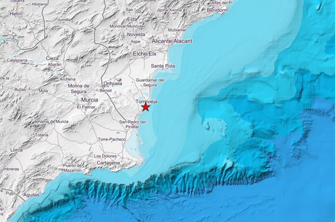Registrado un terremoto de magnitud 2,2 en Torrevieja