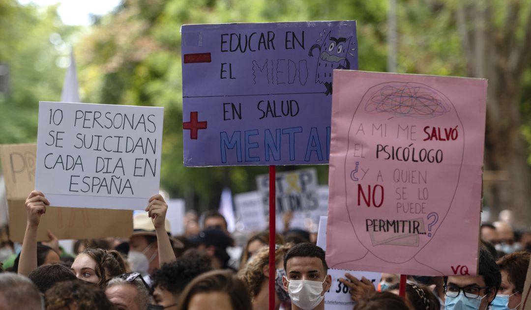 Manifestación por un Plan Nacional de Prevención del Suicidio celebrada el 11 de septiembre de 2021 en Madrid.