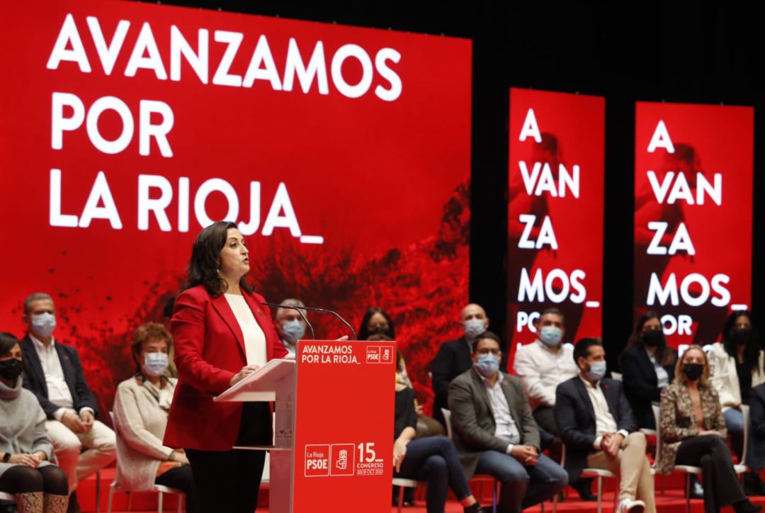 Concha Andreu en el último Congreso Regional del PSOE
