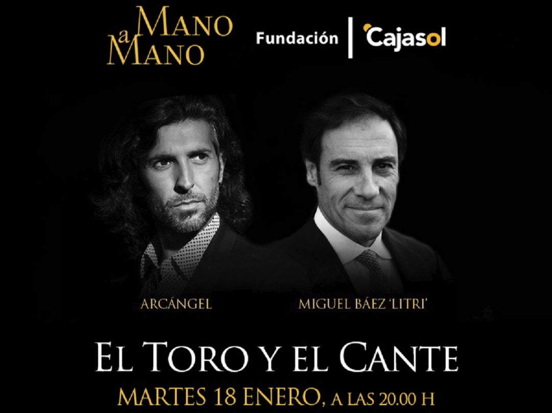 Cartel del 'Mano a Mano' entre el cantaor Arcángel y el diestro Miguel Báez 'Litri'