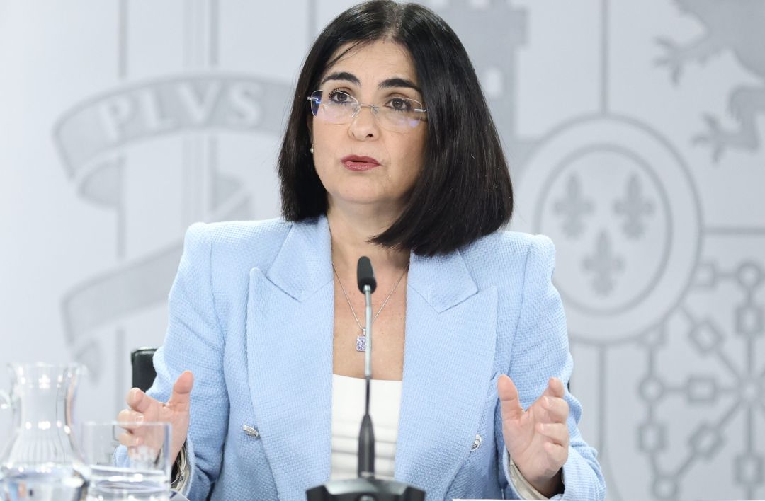 La ministra de Sanidad, Carolina Darias, en la rueda de prensa posterior al Consejo Interterritorial