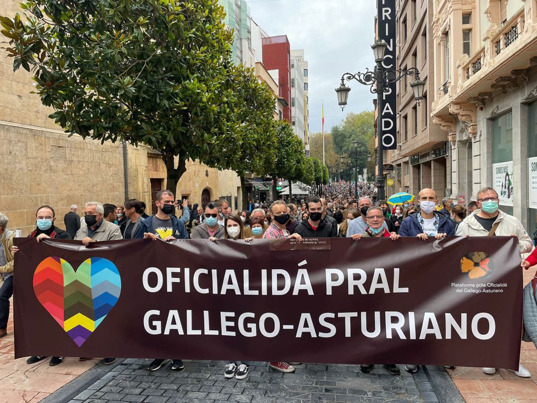 Imagen de una manifestación por la oficialidad del gallego-asturiano